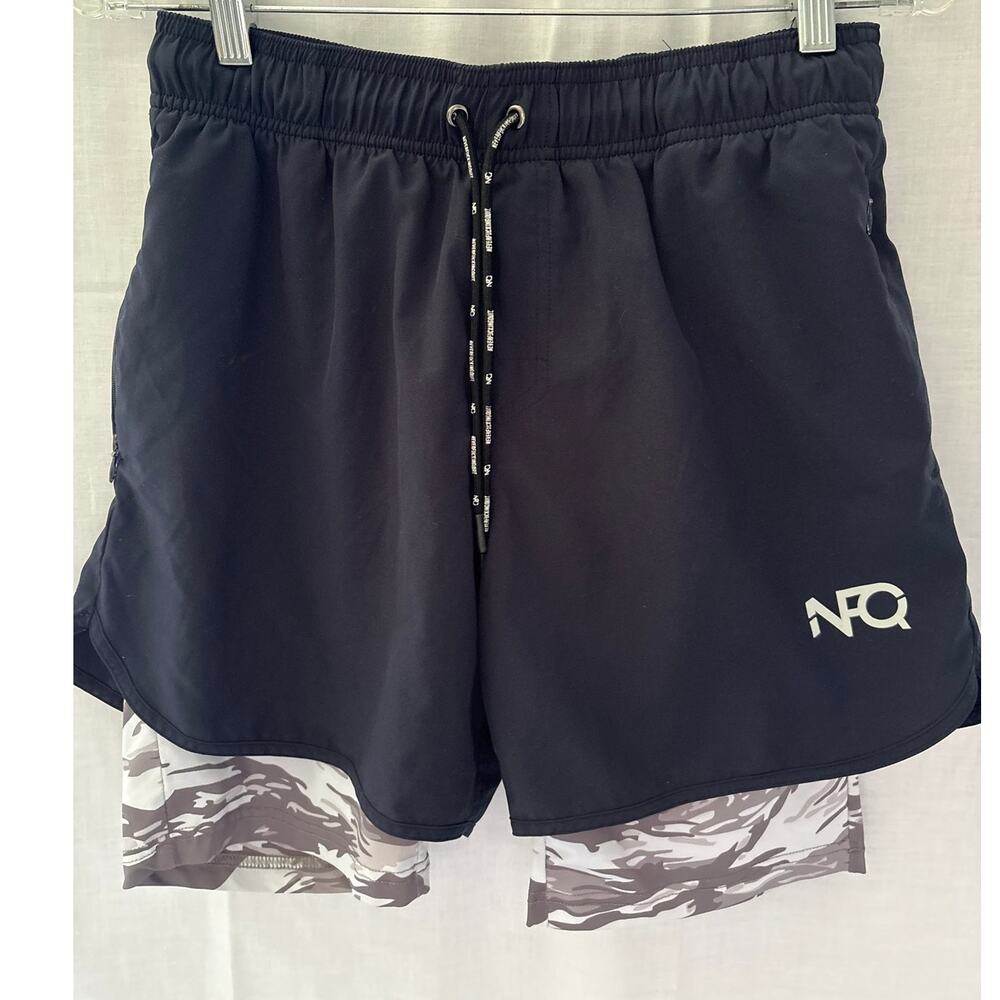NFQ Never Fxcking Quit Extender Liner Training Shorts Mens S Black Camo Pockets